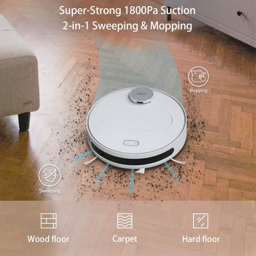  Robot Vacuum Cleaner, 360 S6 Robotic Vacuum and Mop with Laser Navigation, Smart Sensor, Auto-Recharge and Resume, Washable Filter, Multi-Map Management, App Control, Cleans Pet Ha