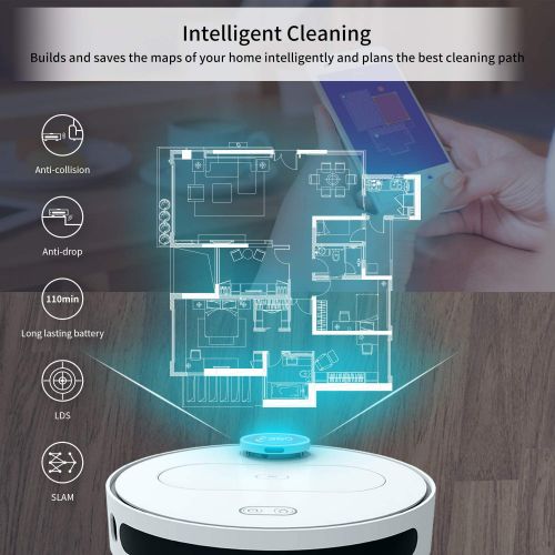  Robot Vacuum Cleaner, 360 S6 Robotic Vacuum and Mop with Laser Navigation, Smart Sensor, Auto-Recharge and Resume, Washable Filter, Multi-Map Management, App Control, Cleans Pet Ha