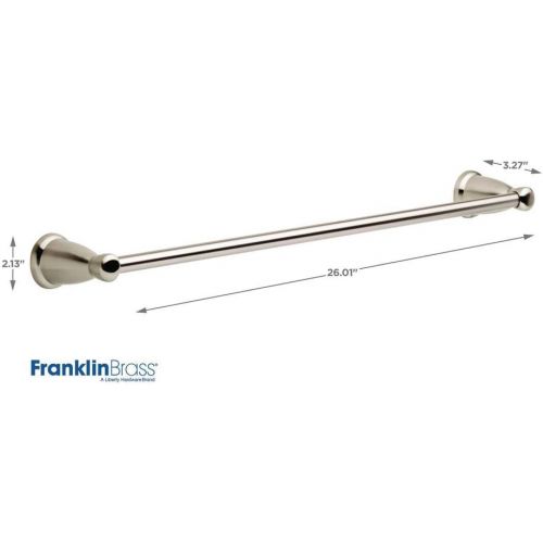  Franklin Brass Kinla 3-Piece Bath Hardware Towel Bar Accessory Set, Satin Nickel and Triple Towel Rack with Hooks and Kinla Robe Hook and Flat Top Round Knob