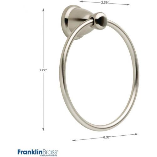  Franklin Brass Kinla 3-Piece Bath Hardware Towel Bar Accessory Set, Satin Nickel and Triple Towel Rack with Hooks and Kinla Robe Hook and Flat Top Round Knob