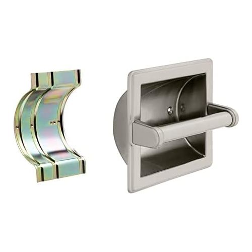  Franklin Brass 600R Mounting Bracket for Recessed Paper Holders AND Franklin Brass 9097SN, Bath Hardware Accessories, Recessed Toilet Paper Holder, Satin Nickel