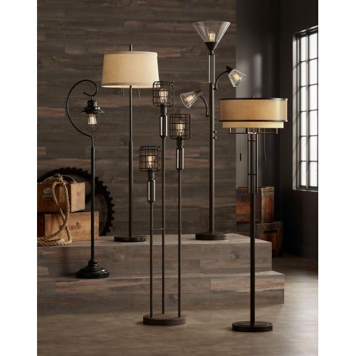  Franklin Iron Works Alamo Floor Lamp With Double Shade