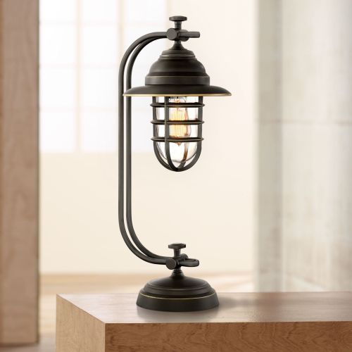  Franklin Iron Works Knox Oil-Rubbed Bronze Lantern Desk Lamp