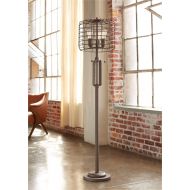 Industrial Floor Lamp Rustic Bronze Open Metal Cage 3-Light LED Edison Bulbs Dimmable for Living Room Bedroom - Franklin Iron Works