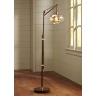 Calyx Industrial Downbridge Floor Lamp Bronze Cognac Glass Dimmable LED Edison Bulb for Living Room Reading Office - Franklin Iron Works