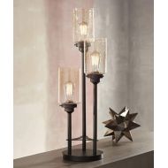 Libby Modern Industrial Console Table Lamp Bronze 3-Light Amber Seedy Glass Shade for Living Room Bedroom Office - Franklin Iron Works