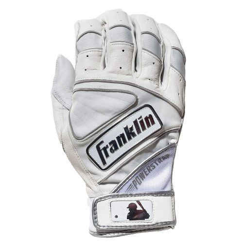  Franklin Chrome Powerstrap Youth Batting Gloves - White