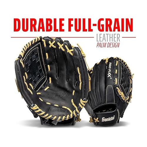  Franklin Sports Baseball Glove - ProFlex Adult Baseball + Softball Glove - Baseball + Fastpitch Softball Outfield Mitt - Left Handed Throw + Right Handed Throw