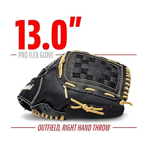  Franklin Sports Baseball Glove - ProFlex Adult Baseball + Softball Glove - Baseball + Fastpitch Softball Outfield Mitt - Left Handed Throw + Right Handed Throw