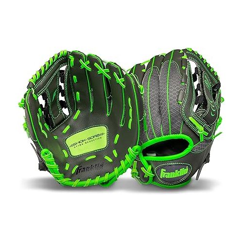  Franklin Sports Youth Teeball Gloves - Shok Sorb Kids Baseball + Teeball Mitt - Boys + Girls Fielders Gloves for Teeball, Baseball + Softball - 10.5