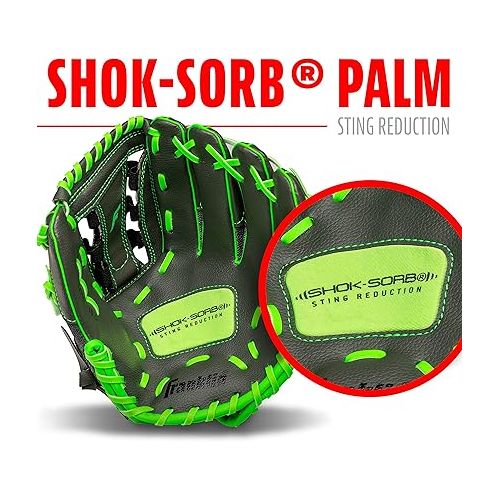  Franklin Sports Youth Teeball Gloves - Shok Sorb Kids Baseball + Teeball Mitt - Boys + Girls Fielders Gloves for Teeball, Baseball + Softball - 10.5