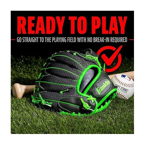  Franklin Sports Youth Teeball Gloves - Shok Sorb Kids Baseball + Teeball Mitt - Boys + Girls Fielders Gloves for Teeball, Baseball + Softball - 10.5