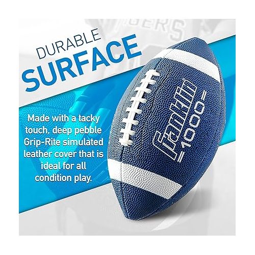  Franklin Sports Youth Footballs - Junior + Pee Wee Kids Footballs - All-Weather Synthetic Leather Outdoor Footballs - Extra Grip 1000 Footballs for Kids - 1 Packs + 12 Football Team Packs