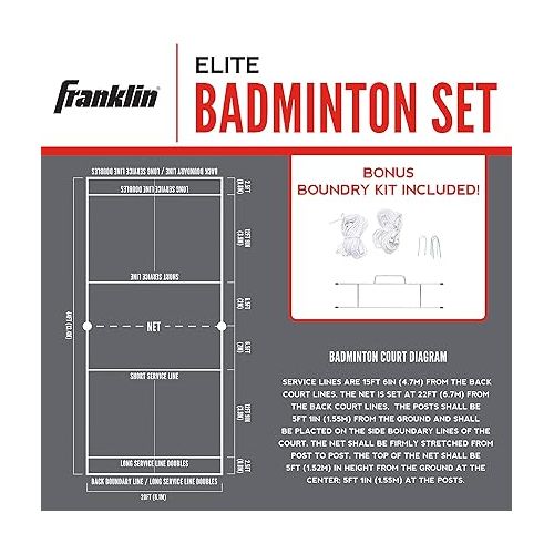  Franklin Sports Badminton Net Sets - Outdoor Backyard + Beach Badminton Net + Equipment Set - (4) Rackets + (2) Birdies + Portable Net Included - Adults + Kids Set