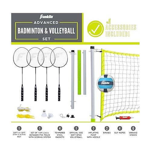  Franklin Sports Volleyball and Badminton Set