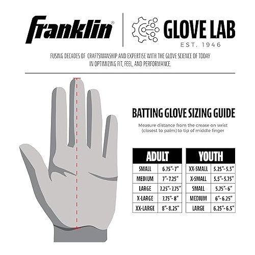  Franklin Sports MLB Baseball Batting Gloves - Powerstrap Adult + Youth Batting Gloves - Men's + Women's Baseball + Softball Batting Gloves - Boys + Girls Batting Gloves