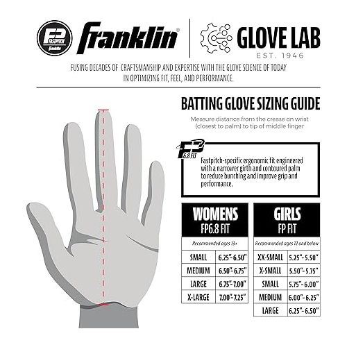  Franklin Sports USA Softball Women's Softball Batting Gloves - CFX Pro Fastpitch + Slowpitch Girls Batting Gloves - Adult + Youth Batting Glove Pairs