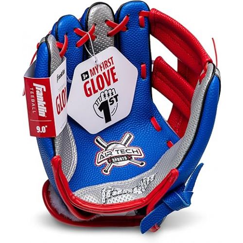  Franklin Sports Air Tech Teeball Glove - Lightweight Foam Fielding Glove - 9.0 Inch - Ready To Play Construction - Left Hand Throw - Colors May Vary