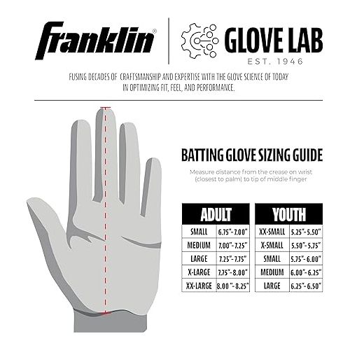  Franklin Sports MLB Batting Gloves - Infinite Powerstrap Baseball + Softball Batting Gloves -Durable Full Wrap Cage Practice Gloves - Reinforced Wrist + Heavy Duty Leather