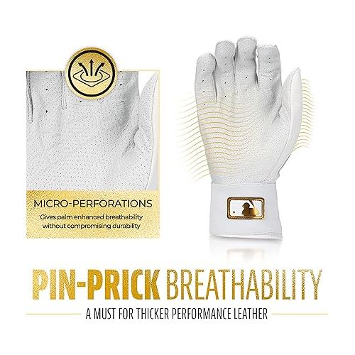  Franklin Sports MLB Batting Gloves - Infinite Powerstrap Baseball + Softball Batting Gloves -Durable Full Wrap Cage Practice Gloves - Reinforced Wrist + Heavy Duty Leather