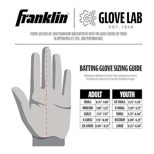  Franklin Sports MLB 2nd Skinz Batting Gloves - Adult + Youth Baseball + Softball Batting Gloves - Men's + Kids Baseball, Teeball + Softball Gloves - Multiple Sizes + Colors Available