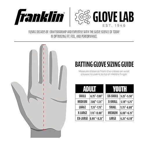  Franklin Sports MLB Baseball Batting Gloves - Pro Classic Batting Gloves for Baseball + Softball - Adult Men's + Youth Batting Glove Pairs