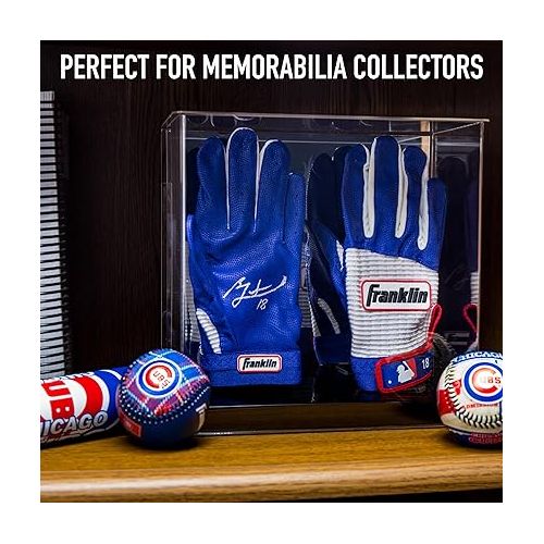  Franklin Sports Display Case - Memorabilia - UV Protected - Sport Collectibles - Baseball - Batting Gloves - Basketball - Soccer Ball - Football