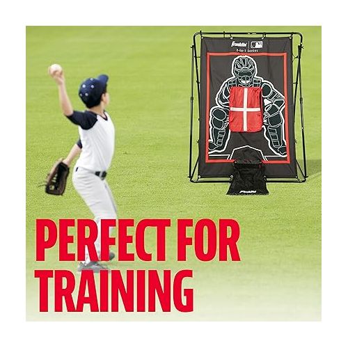  Franklin Sports Baseball Pitching Target and Rebounder Net - 2-in-1 Pitch Trainer and Pitchback Net - Baseball Return Screen and Pitching Practice Target