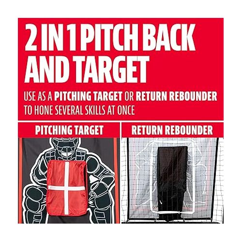  Franklin Sports Baseball Pitching Target and Rebounder Net - 2-in-1 Pitch Trainer and Pitchback Net - Baseball Return Screen and Pitching Practice Target