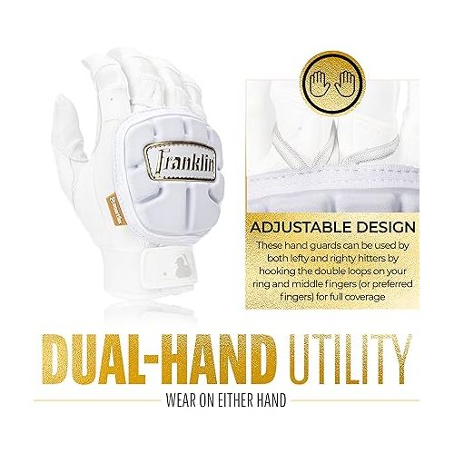  Franklin Sports Baseball Hand Guard - PRT LT Series Adult Hand Protector for Batting - Protective Hand Shield for Right + Left Hand Hitters - Adjustable One-Size - Adult