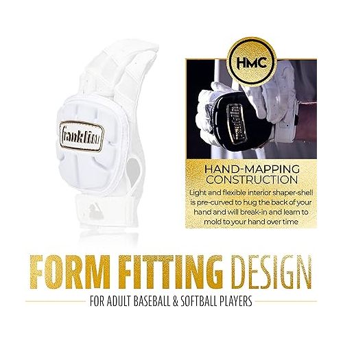  Franklin Sports Baseball Hand Guard - PRT LT Series Adult Hand Protector for Batting - Protective Hand Shield for Right + Left Hand Hitters - Adjustable One-Size - Adult