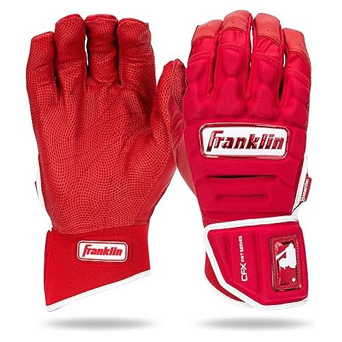  Franklin Sports MLB Batting Gloves - CFX Pro PRT Heavy Duty Protective Baseball + Softball Batting Gloves - Adult Padded Reinforced Leather Batting Gloves