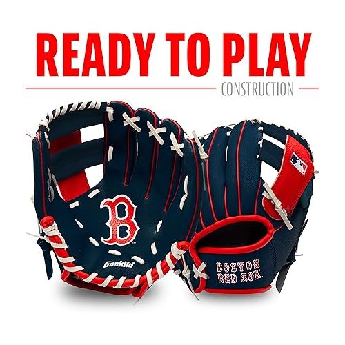  Franklin Sports MLB Youth Teeball Glove and Ball Set - Kids Baseball and Teeball Glove and Ball - Perfect First Kids Glove - 9.5