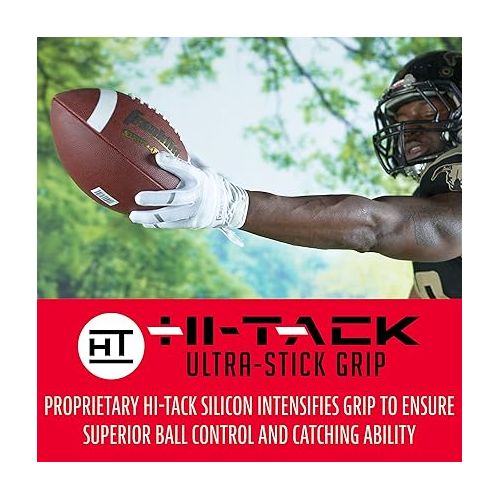  Franklin Sports Football Receiver Gloves - Adult and Youth Football Receiver Gloves - Extra-Grip Premium Football Gloves for All Ages - Hi-Tack - SFIA Approved