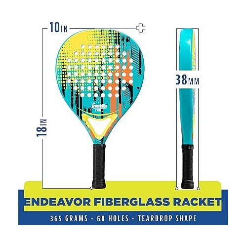  Franklin Sports Padel Racket - Endeavor Paddle Tennis Racket - Fiberglass Padel Paddle with Foam Core - 365g Padel Racket - Premium Performance Paddle