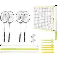 Franklin Sports Badminton Set - Portable Backyard + Beach Badminton Set - Adult + Kids 4 Player Badminton Net Set - (4) Rackets + (2) Birdies Included - Advanced