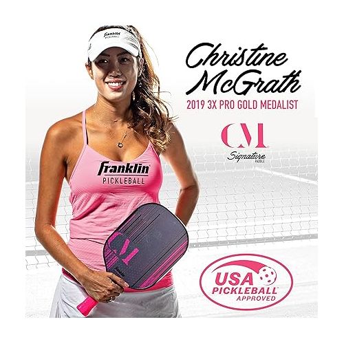  Franklin Sports Pro Pickleball Paddles - Christine McGrath Pro Player Tournament Pickleball Paddles - Polypropylene Paddle with Max Grit Surface - USA Pickleball (USAPA) Approved - 13mm + 16mm Cores