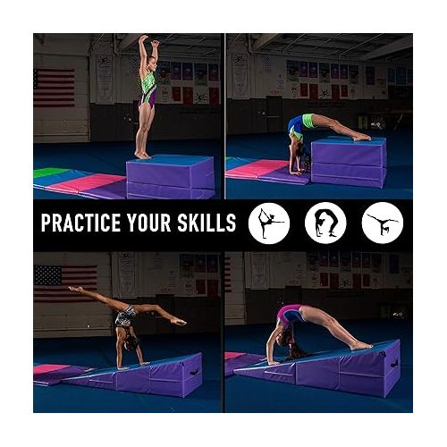  Franklin Sports Folding Gymnastics Cheese Mat, Institutional Grade - Gym Equipment - Gymnastics Mats - Bar - Beam - Tumbling - Exercise - For Gym and Home - Incline - Wedge