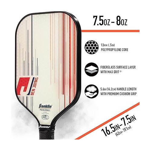  Franklin Sports Pro Pickleball Paddle - USAP Approved Paddle with MaxGrit Technology - Elongated Handle for Maximum Control