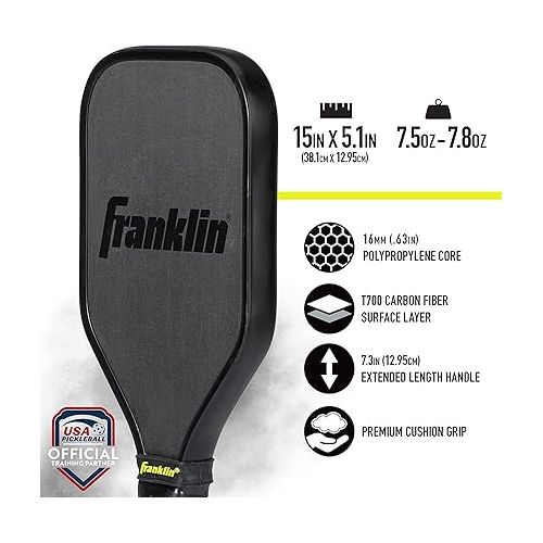  Franklin Sports Sweet Spot Training Pickleball Paddle - Pickleball Trainer Practice Paddle with Extra Long Handle - Sweet Spot Shot Mini Paddle Head Paddle for Shot + Swing Training - 16mm Core