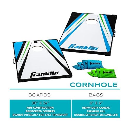  Franklin Sports Cornhole Game Sets - Portable Bluetooth Speaker Cornhole Boards + Bean Bags - (2) Cornhole Boards with Speakers for Music + (8) Bean Bags Included - Perfect Beach + Lawn Tailgate Game