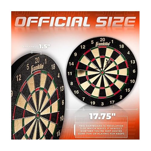  Franklin Sports Professional Dartboard - Regulation Size Dartboard - 18