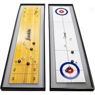 Franklin Sports 2-in-1 Shuffleboard Table and Curling Set - Portable Tabletop Set includes 8 Rolling Mini Pucks - 45