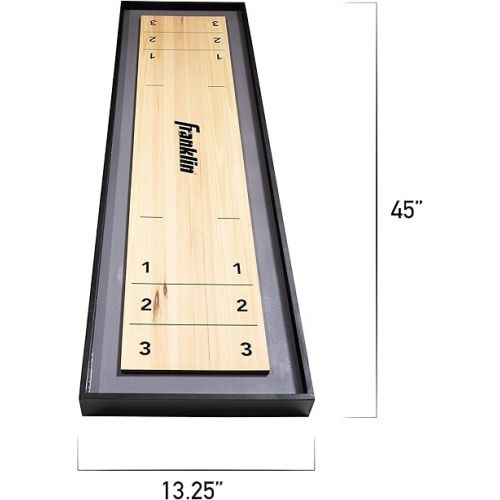  Franklin Sports 2-in-1 Shuffleboard Table and Curling Set - Portable Tabletop Set includes 8 Rolling Mini Pucks - 45