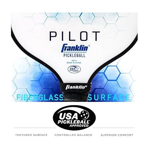  Franklin Sports Pickleball Paddle - Pilot Polypropylene Core Pickleball Paddle - Official USA Pickleball (USAP) Approved - Lightweight Paddle w/Max Grit Fiberglass Surface - 10mm Spin Pro Core