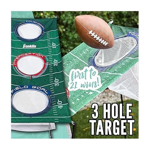  Franklin Sports QB Cornhole Set - 3 Hole Cornhole Target + Football Game Set - Football Cornhole Game for Tailgates, Parties + More - Cornhole Style Football Target Toss Passing Game