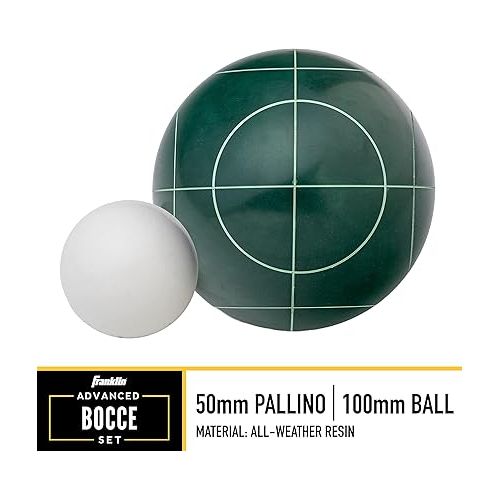  Franklin Sports Bocce Sets - Backyard + Beach Bocce Ball Sets - (8) Outdoor Balls + (1) Pallino - Adult + Family Bocce Sets