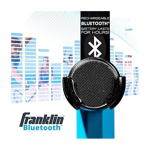  Franklin Sports Beach + Backyard Volleyball Set + Badminton Set with Speaker - Bluetooth Net + Pole Set - with Pump, Bluetooth Speakers + Carry Bag Included