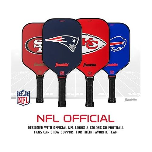  Franklin Sports NFL Pro Pickleball Paddle - 13MM Signature Series Pro Pickleball Paddle with MaxGrit Surface - Official NFL Team - USAP Approved - Premium Quality - Authentic NFL Team Logos