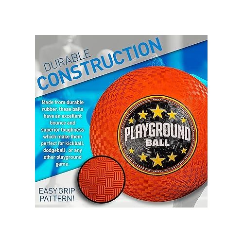  Franklin Sports Kids Playground Balls - Rubber Kickballs + Playground Balls For Kids - Great for Dodgeball, Kickball, 4 Square + Schoolyard Games - 8.5” Diameter